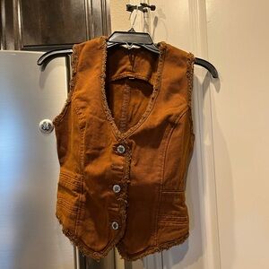 Women's Brown Frayed Vest